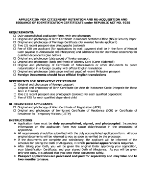 Philippine Citizenship Retention and Re-acquisition Application