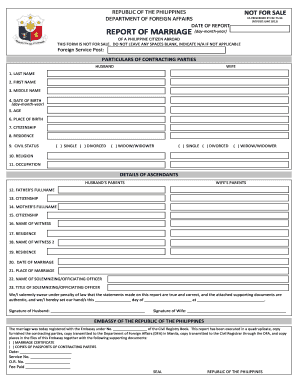 Philippines Marriage Report Form