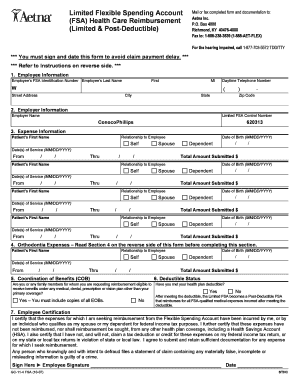 Aetna Limited FSA Health Care Reimbursement Form