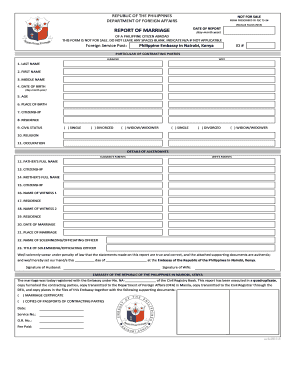 Report of Marriage of a Philippine Citizen Abroad