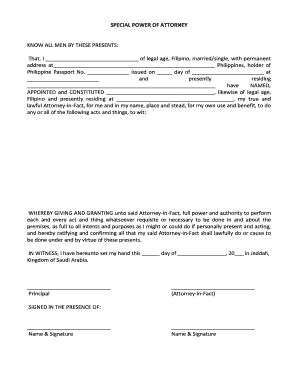 Special Power of Attorney
