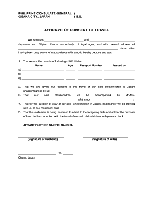 Affidavit of Consent to Travel