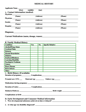 Medical History Form