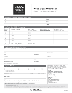 Webinar Site Order Form