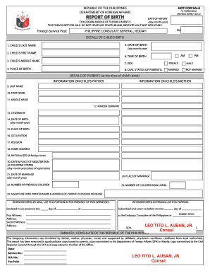 Philippines Birth Report Form