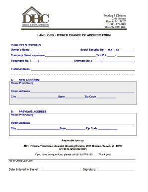 Landlord Owner Change of Address Form