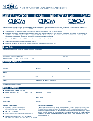 NCMA Certification Exam Registration Form