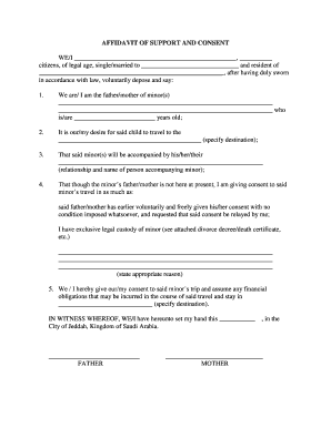 Affidavit of Support and Consent