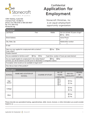Stonecroft Employment Application Form