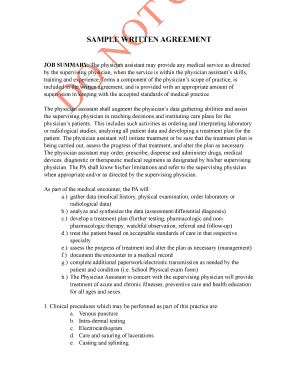 Physician Assistant Supervision Agreement