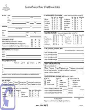 Applied Behavior Analysis Treatment Review Form