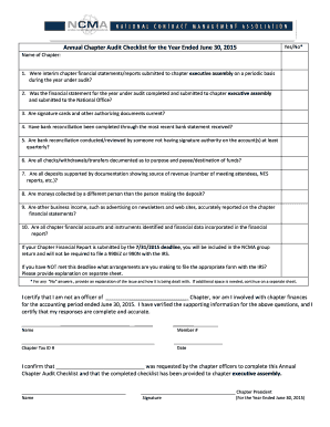 Wshima - FY 15 Annual Chapter Audit Checklist