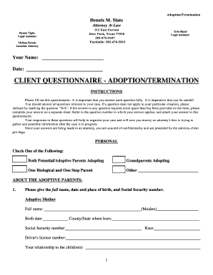 Fillable Online CLIENT QUESTIONNAIRE - ADOPTIONTERMINATION Fax Email ...