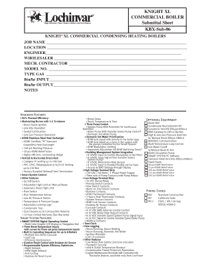 Knight XL Commercial Boiler Submittal Sheet