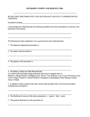 Informed Consent Form for Medical Procedure