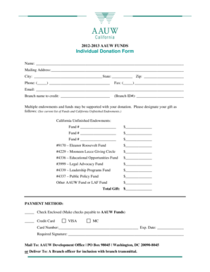 California AAUW Individual Donation Form