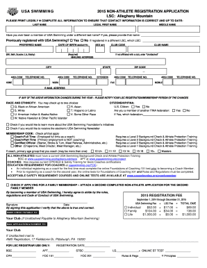 USA Swimming Non-Athlete Registration Application