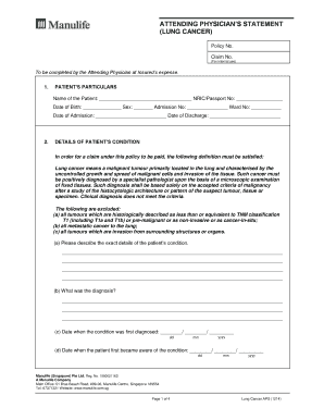 Attending Physician's Statement for Lung Cancer