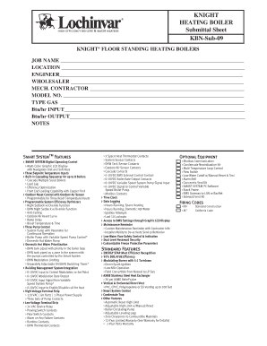 Knight Heating Boiler Submittal Sheet