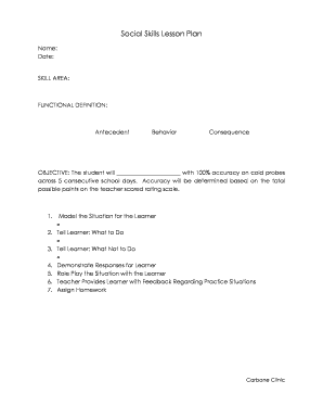 Social Skills Lesson Plan