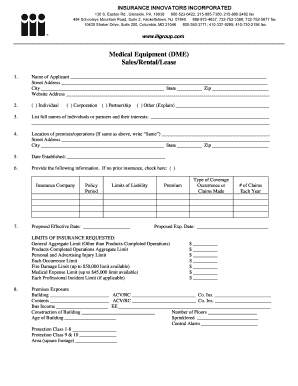 Medical Equipment Insurance Application