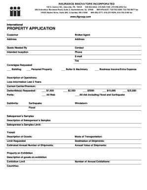 International Property Insurance Application