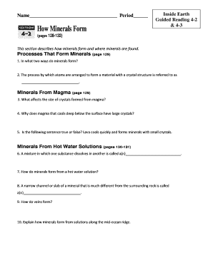 Inside Earth Guided Reading Worksheet
