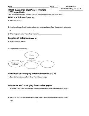 Volcanoes and Plate Tectonics Worksheet