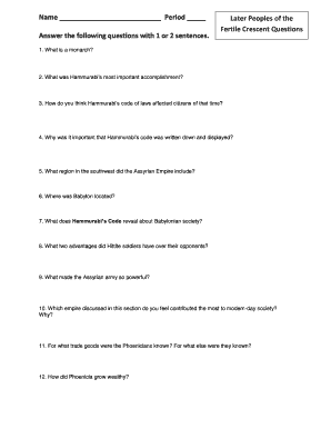 Fertile Crescent History Questions