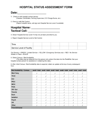 Hospital Status Assessment Form