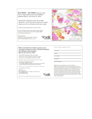 Lenox Casual Dinnerware Rebate Form
