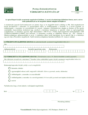 Hungarian Pharmacy Health Fund Additional Card Application