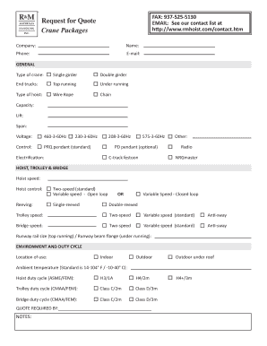 Crane Package Request for Quote