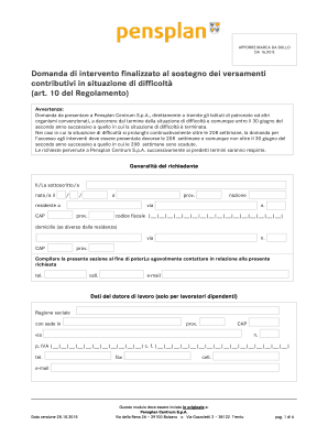 Domanda di intervento finalizzato al sostegno dei versamenti contributivi