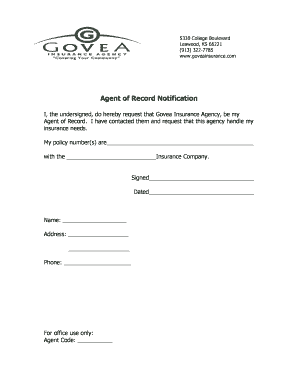 Agent of Record Notification