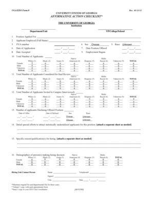Affirmative action checklist - University of Georgia - eoo uga