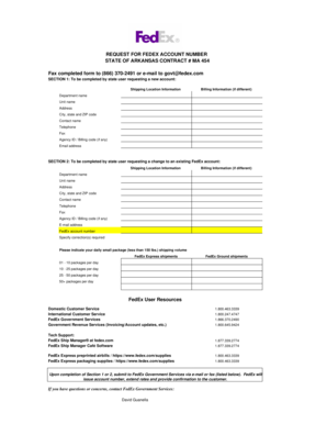 Arkansas FedEx Account Request Form