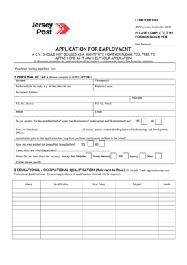 Jersey Post Employment Application Form