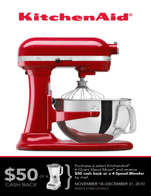 KitchenAid Stand Mixer Rebate Form