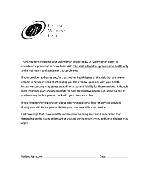 Well Woman Exam Notice