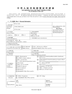 China Visa Application Form