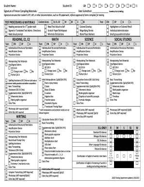 Student Testing Accommodations Form