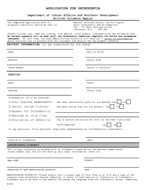 Orthodontic Treatment Application Form