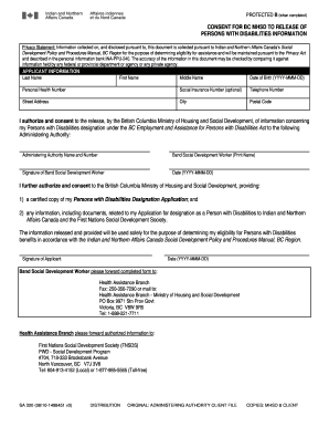 BC Persons with Disabilities Information Release Consent