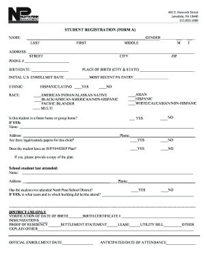 North Penn School District Registration Form