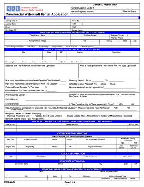 Commercial Watercraft Rental Application