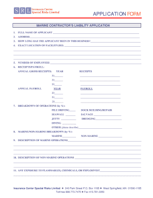Marine Contractor's Liability Application Form