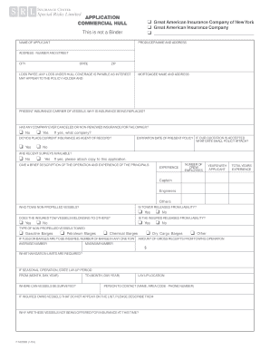 Commercial Hull Insurance Application
