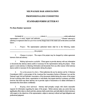 Pro Bono Retainer Agreement