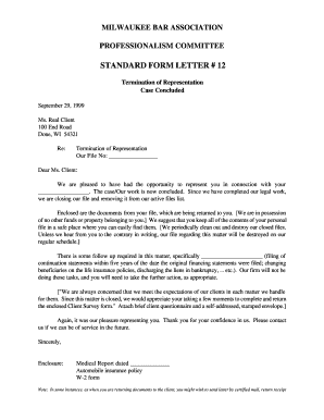 Termination of Representation Letter